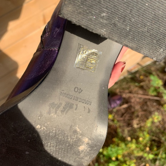 L’Intervalle genuine leather purple metallic platform heeled ankle boots - Picture 6 of 6